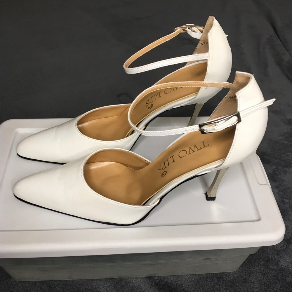 Two Lips white vintage heels.